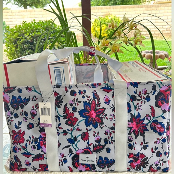 Vera Bradley Handbags - VERA BRADLEY Oversized Car/Post Office Runs Tote in Vineyard Floral Print NWT